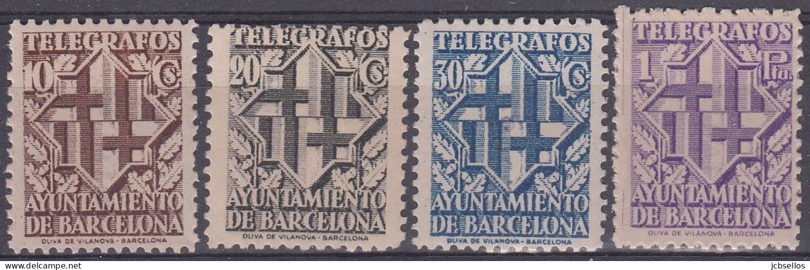 ESPAÑA BARCELONA TELEGRAFOS 1941 Nº 13/16 NUEVO SIN CHARNELA - Barcelona
