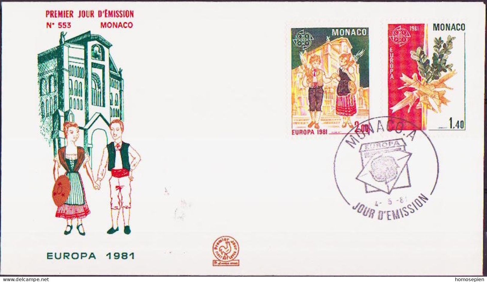 Europa CEPT 1981 Monaco FDC6 Y&T N°1273 à 1274 - Michel N°1473 à 1474 - 1981