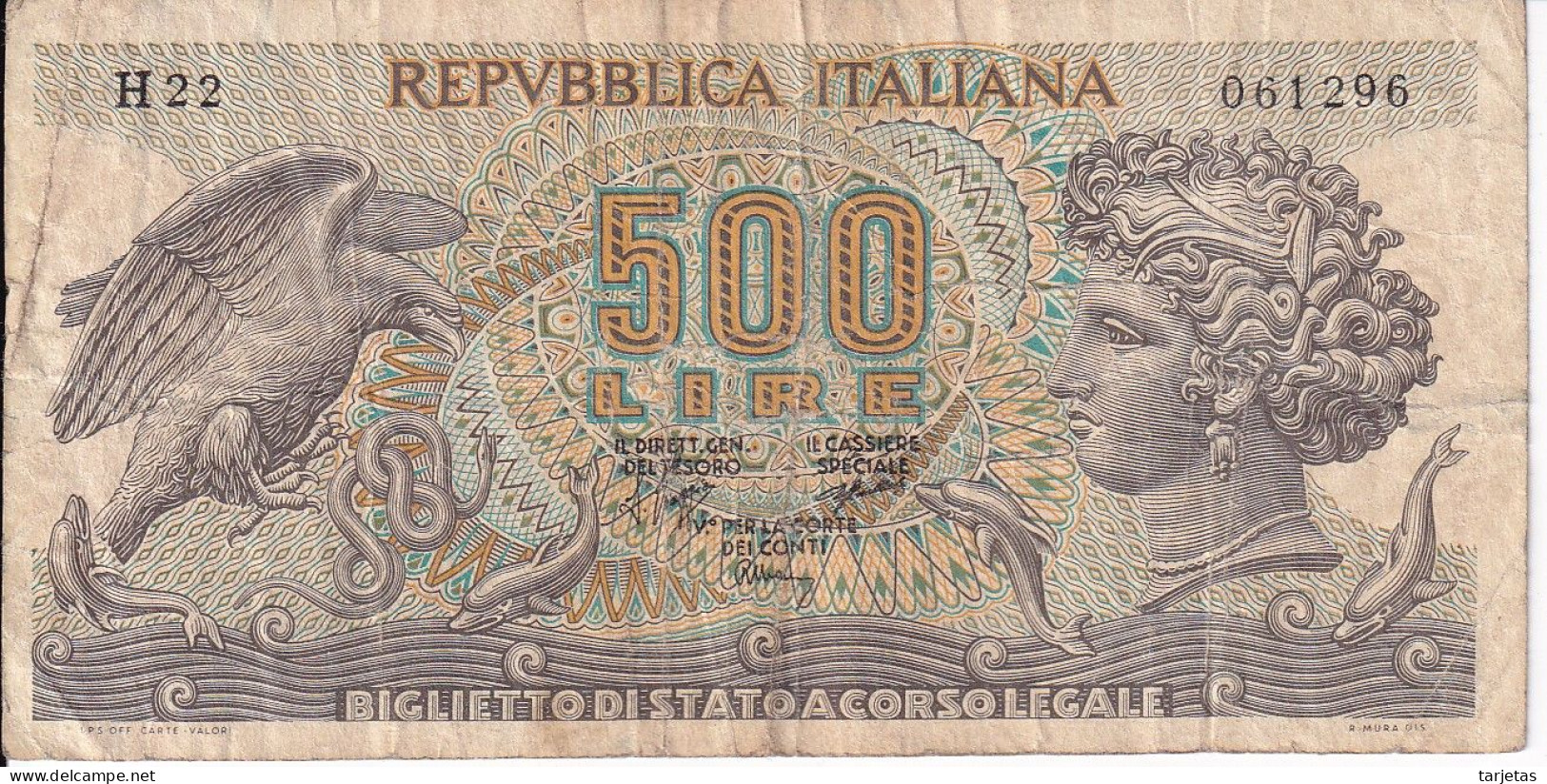 BILLETE DE ITALIA DE 500 LIRAS DEL AÑO 1970 -MEDUSA  (BANKNOTE) - 500 Liras