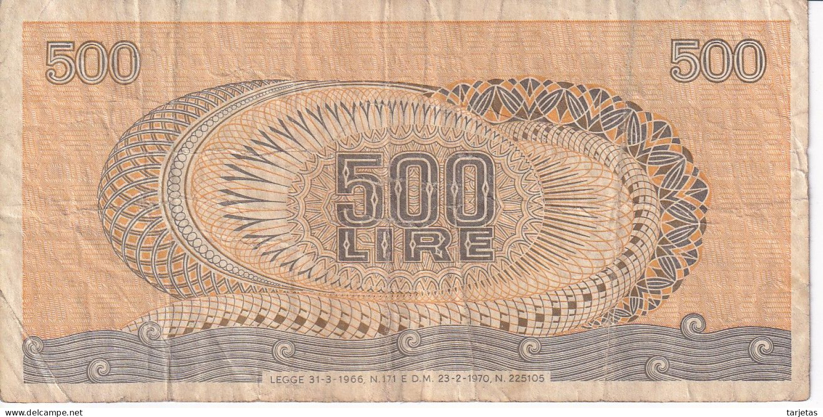 BILLETE DE ITALIA DE 500 LIRAS DEL AÑO 1970 -MEDUSA  (BANKNOTE) - 500 Lire
