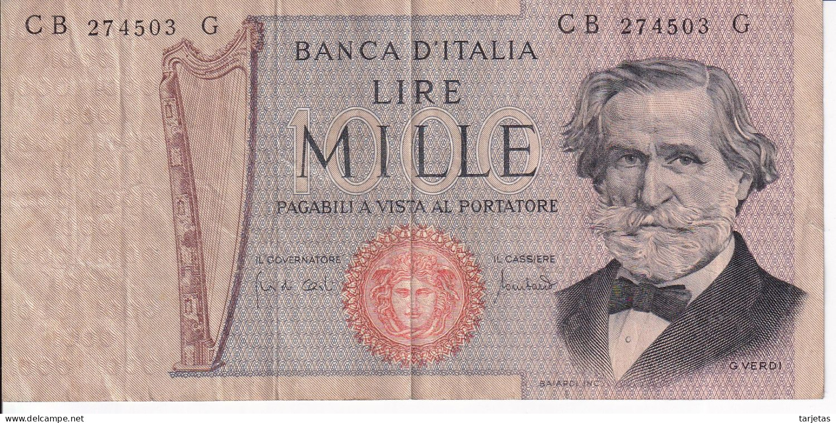 BILLETE DE ITALIA DE 1000 LIRAS DEL AÑO 1971 DE VERDI  (BANKNOTE) - 1.000 Lire