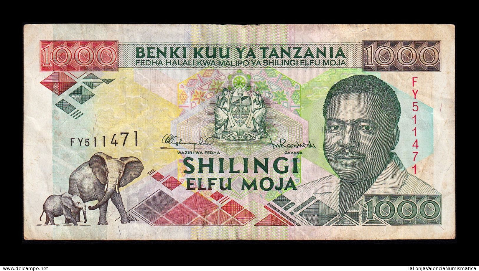 Tanzania 1000 Shilingi 1993 Pick 27b Mbc+ Vf+ - Tanzanie