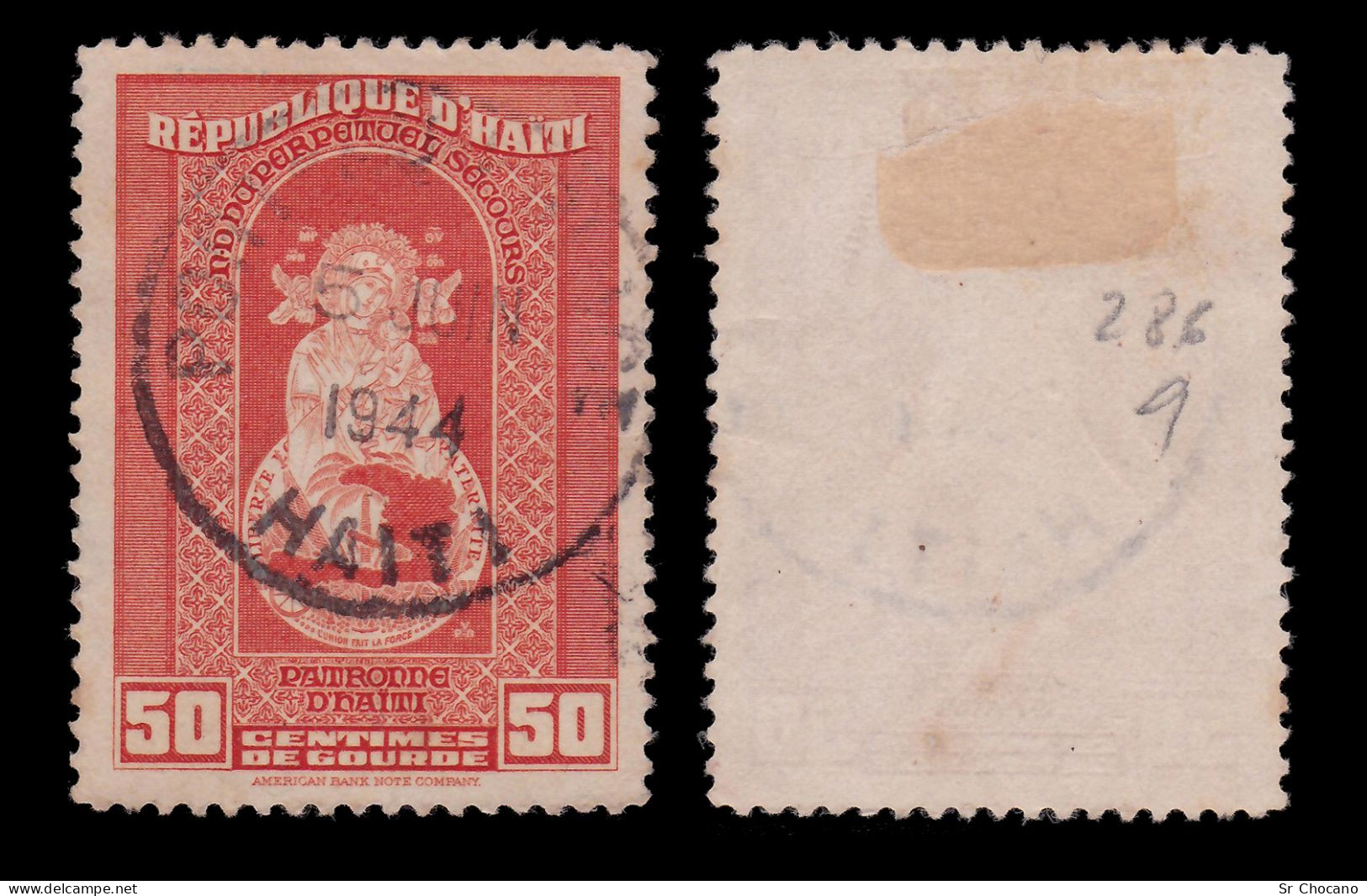 HAITI STAMP.1942.50c Red Orange.SCOTT 364.USED - Haïti