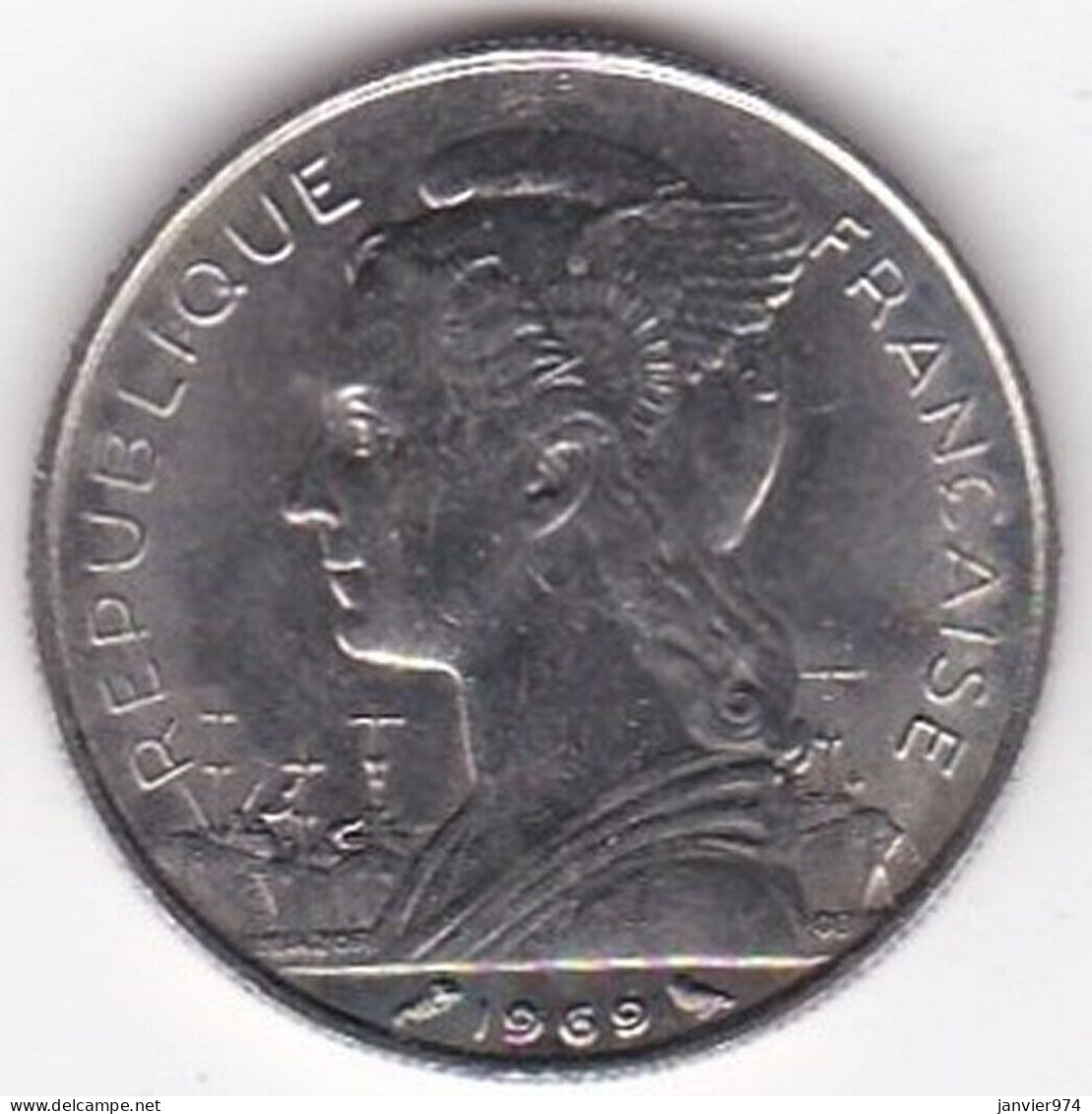 Réunion 50 Francs 1969 En Nickel KM12 , Date Rare , Lec# 101 Superbe - Reunión