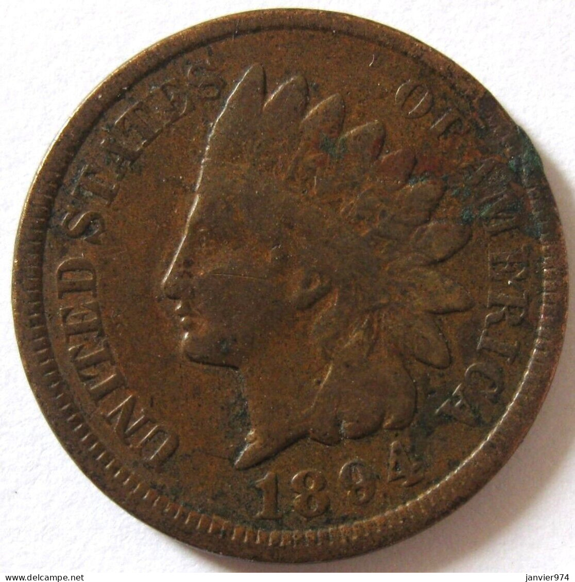 Etats Unis, 1 Cent 1894 Indian Head En Cuivre, Erreur 9 Fermé / Error 9 Closed - 1859-1909: Indian Head