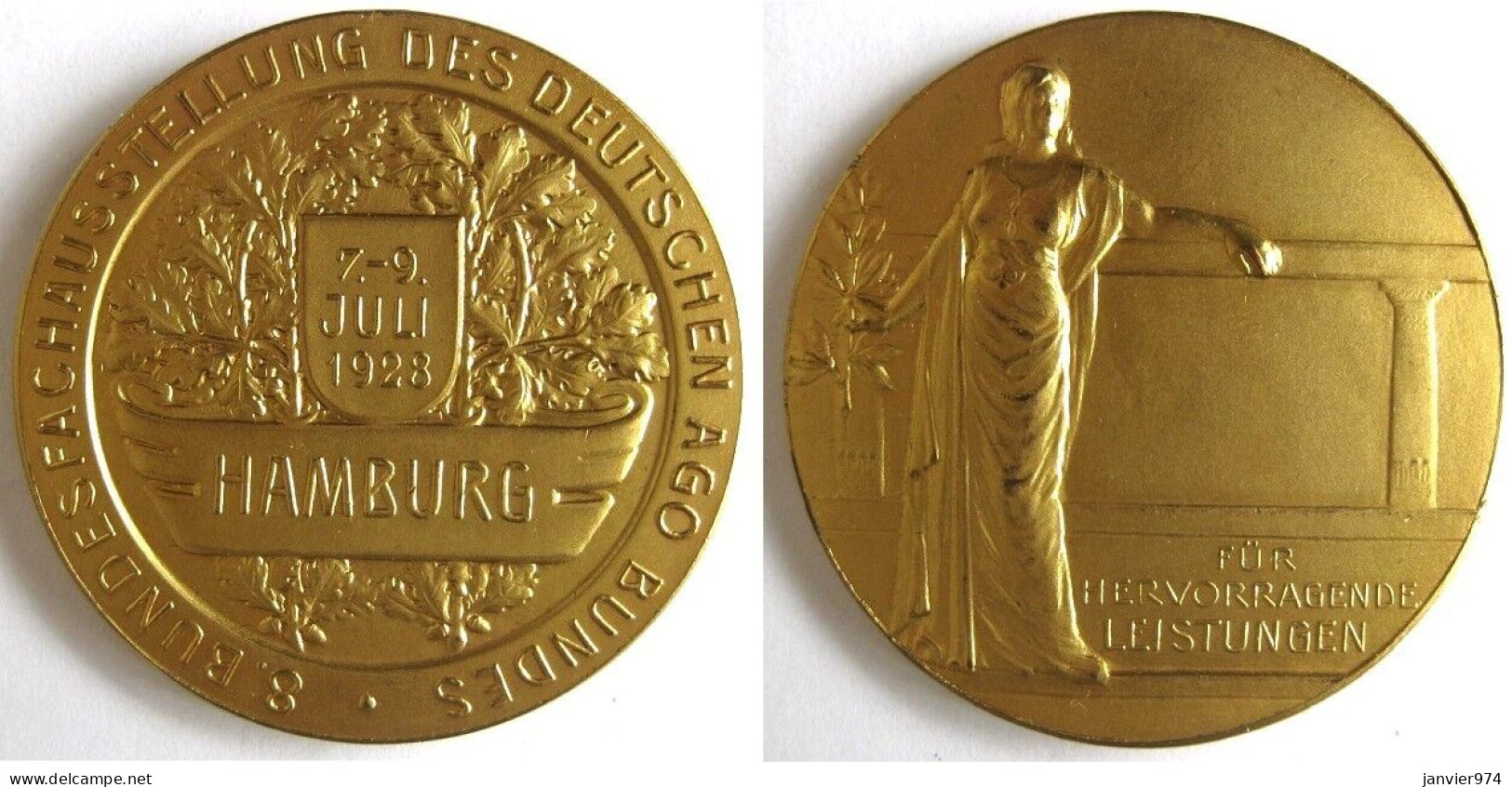 Médaille Für Hervorragende Leistungen Hamburg 1928 - Autres & Non Classés