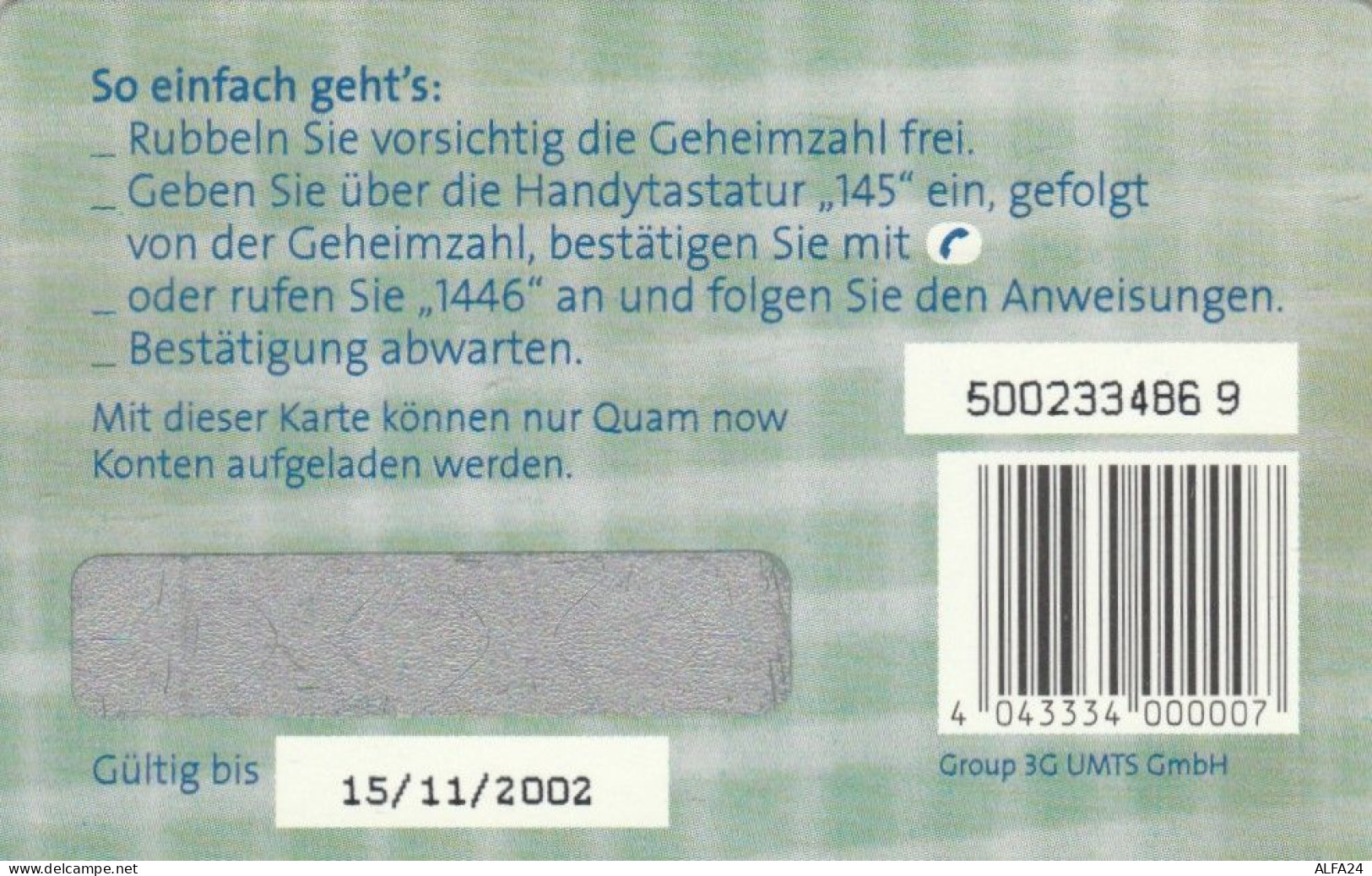 PREPAID PHONE CARD GERMANIA (CK5470 - GSM, Voorafbetaald & Herlaadbare Kaarten