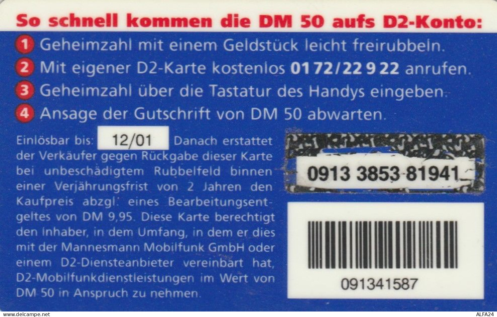 PREPAID PHONE CARD GERMANIA (CK5440 - GSM, Voorafbetaald & Herlaadbare Kaarten
