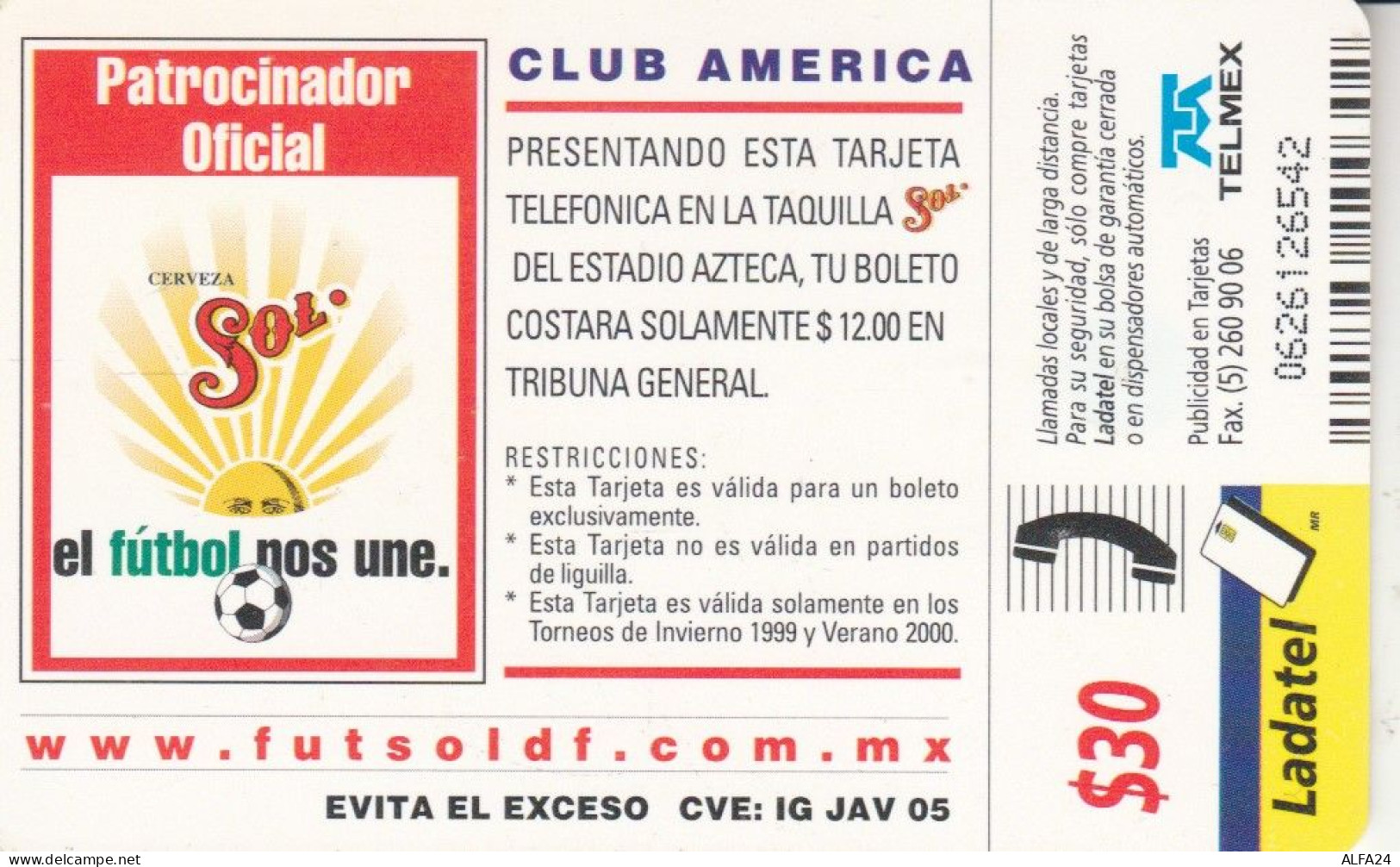 PHONE CARD MESSICO (CK5985 - Mexique