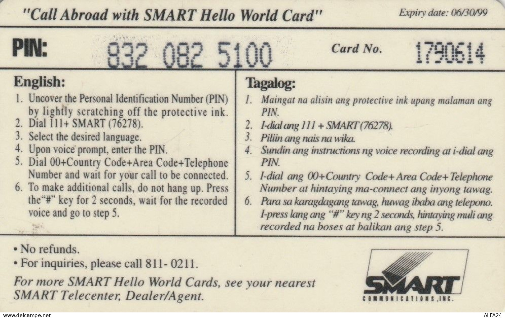 PREPAID PHONE CARD FILIPPINE  (CK5555 - Filipinas