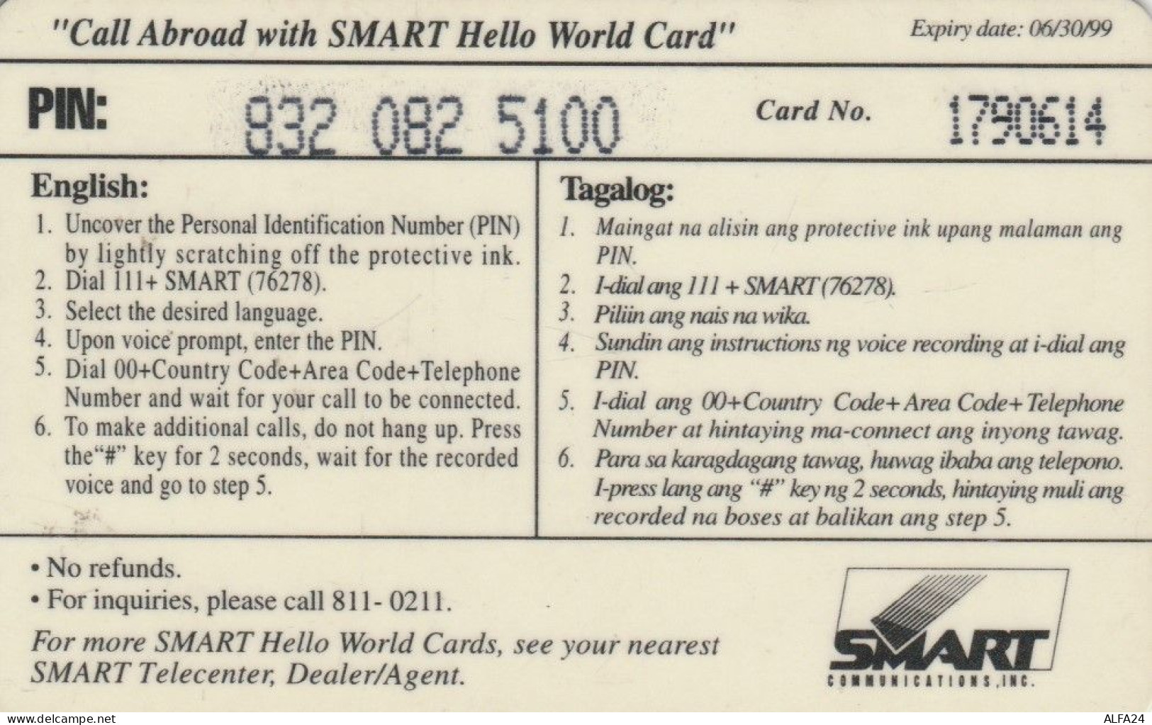 PREPAID PHONE CARD FILIPPINE  (CK5555 - Philippines