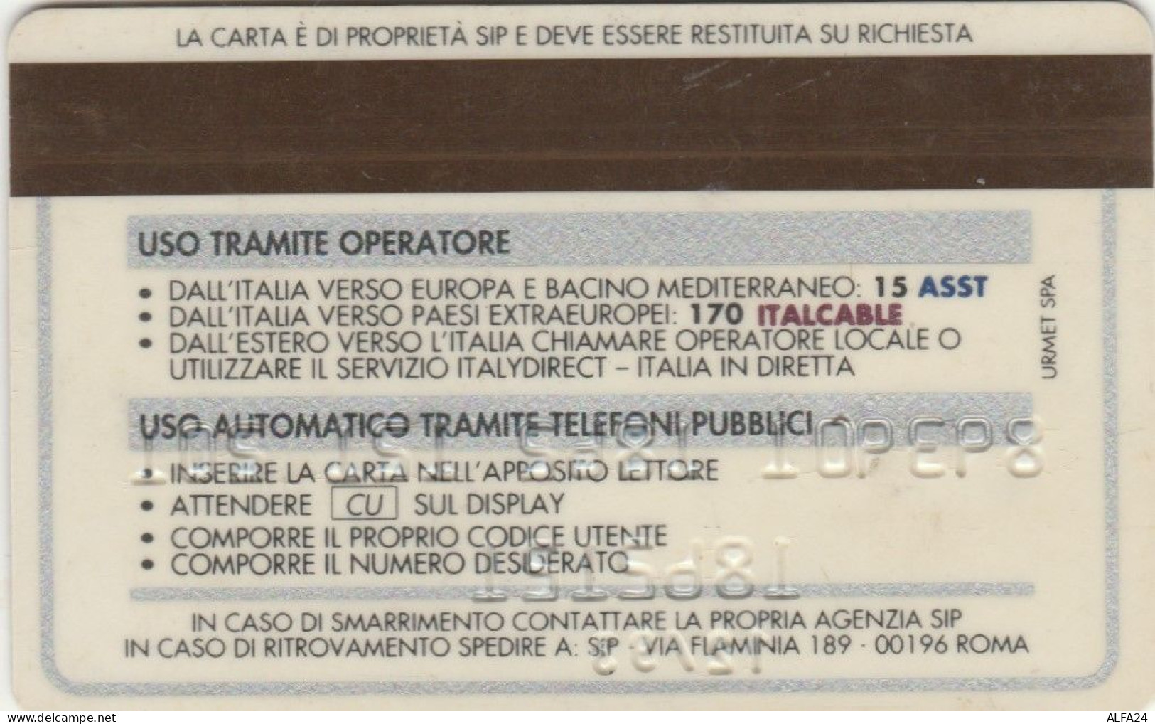 CARTA CREDITO TELEFONICA ITALIA SIP (CK5508 - Usages Spéciaux
