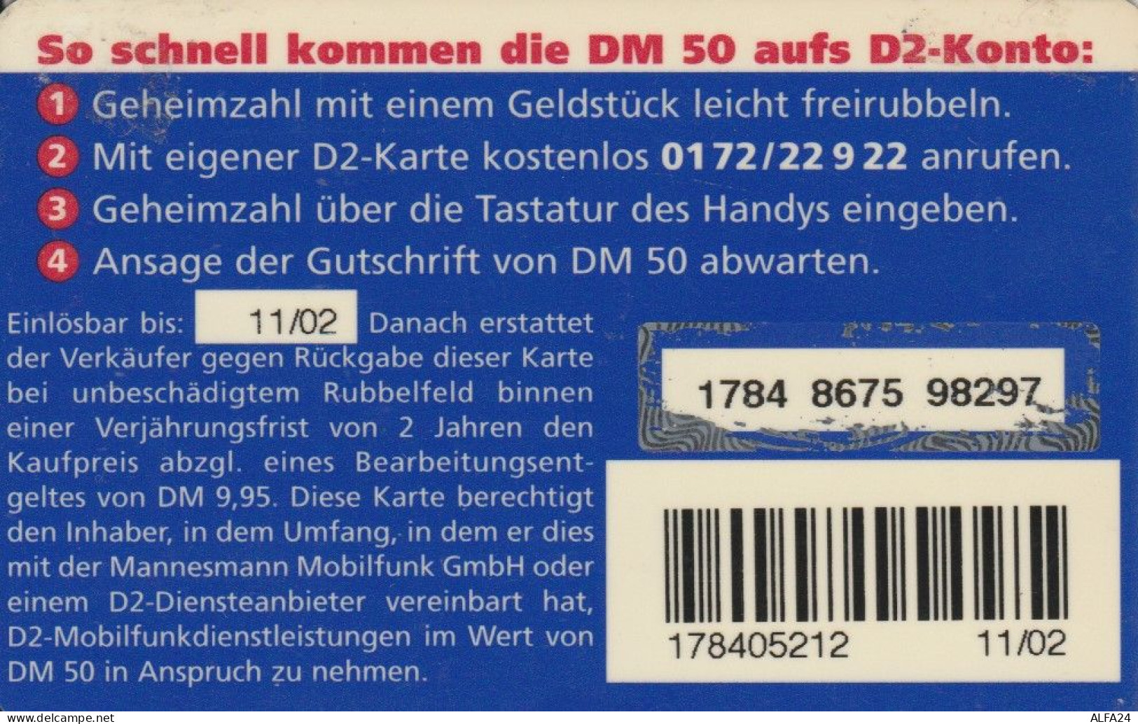 PREPAID PHONE CARD GERMANIA (CK5511 - GSM, Voorafbetaald & Herlaadbare Kaarten