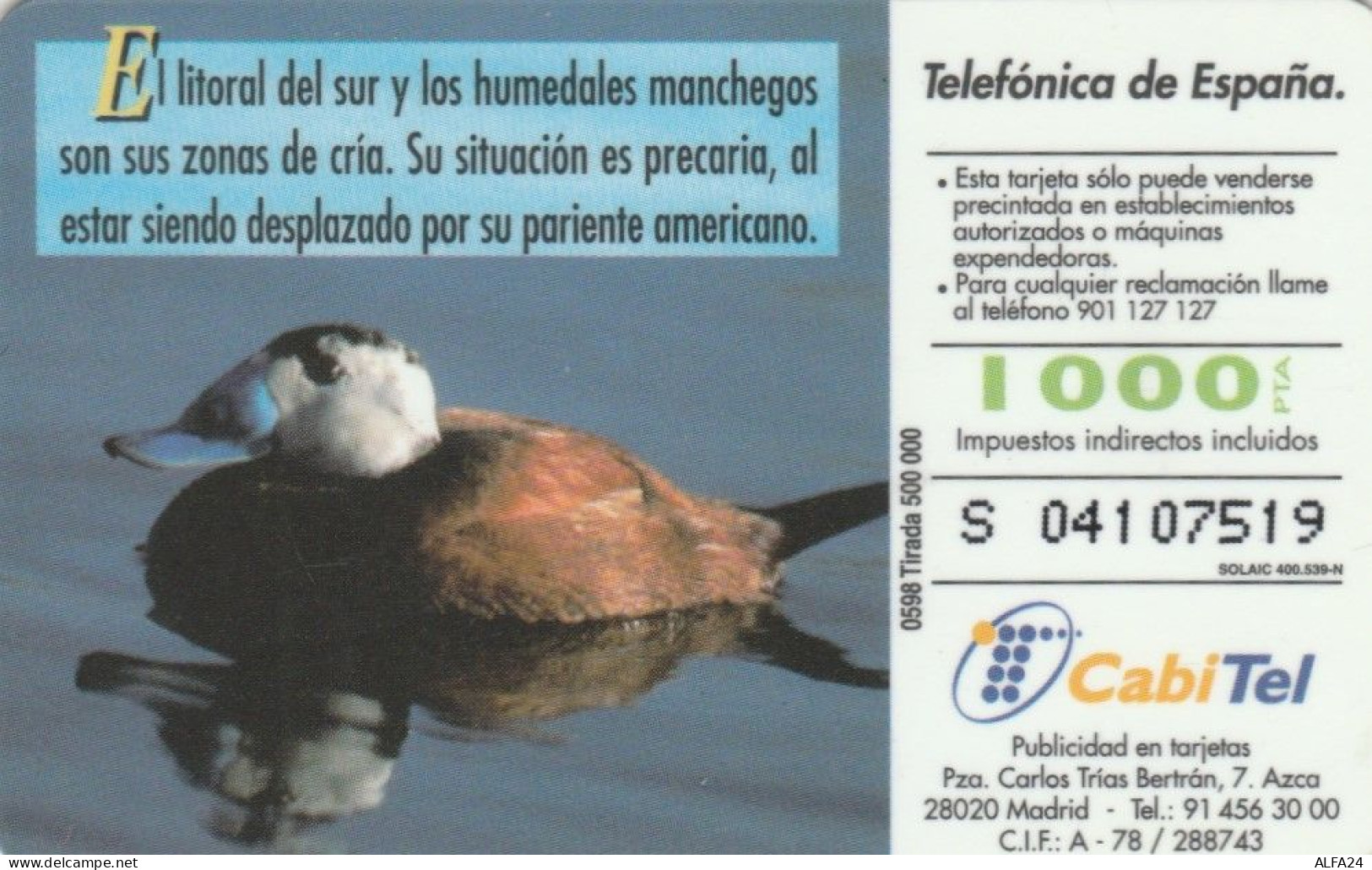 PHONE CARD SPAGNA FAUNA IBERICA (CK7084 - Basisausgaben