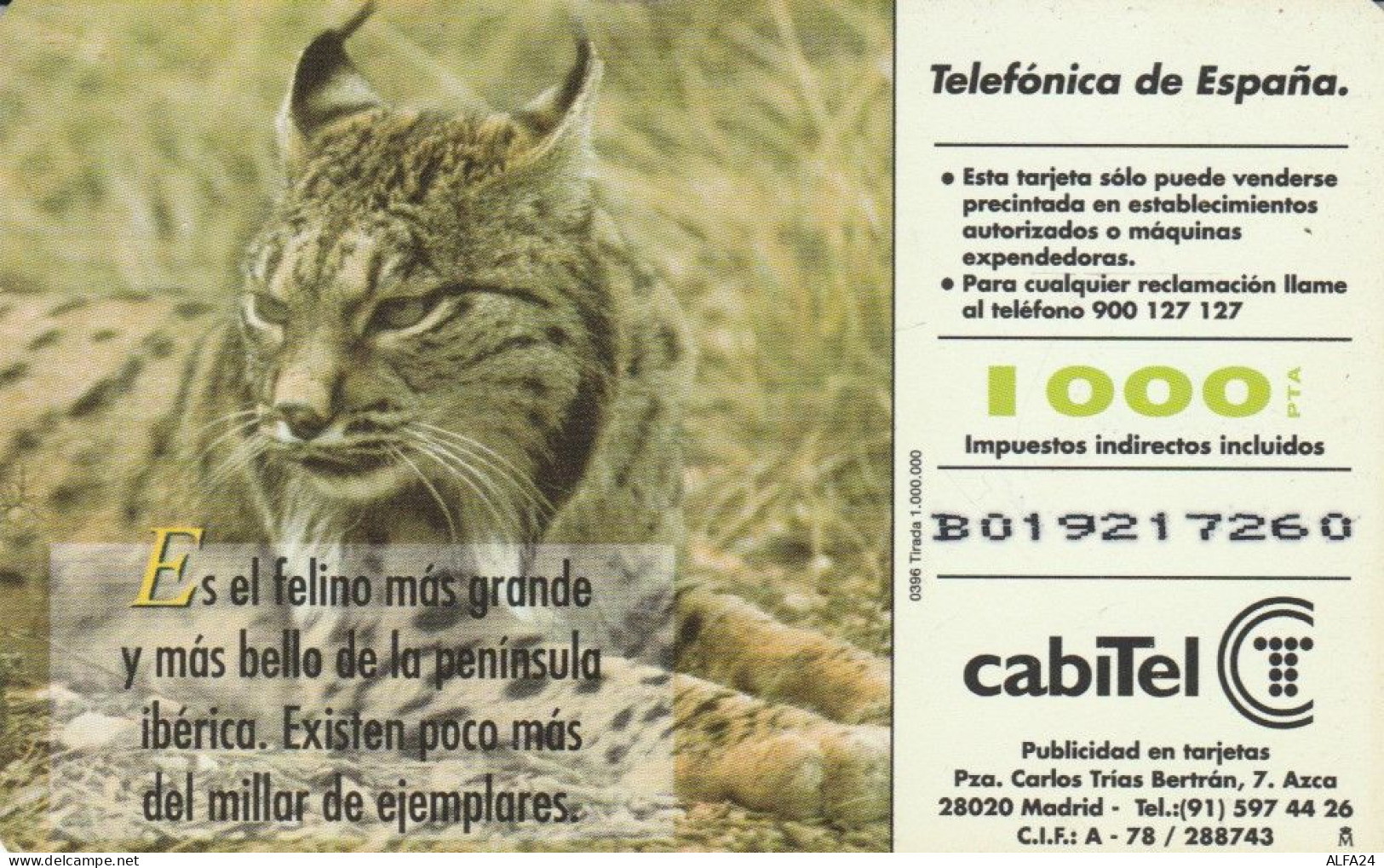 PHONE CARD SPAGNA FAUNA IBERICA (CK7234 - Emisiones Básicas