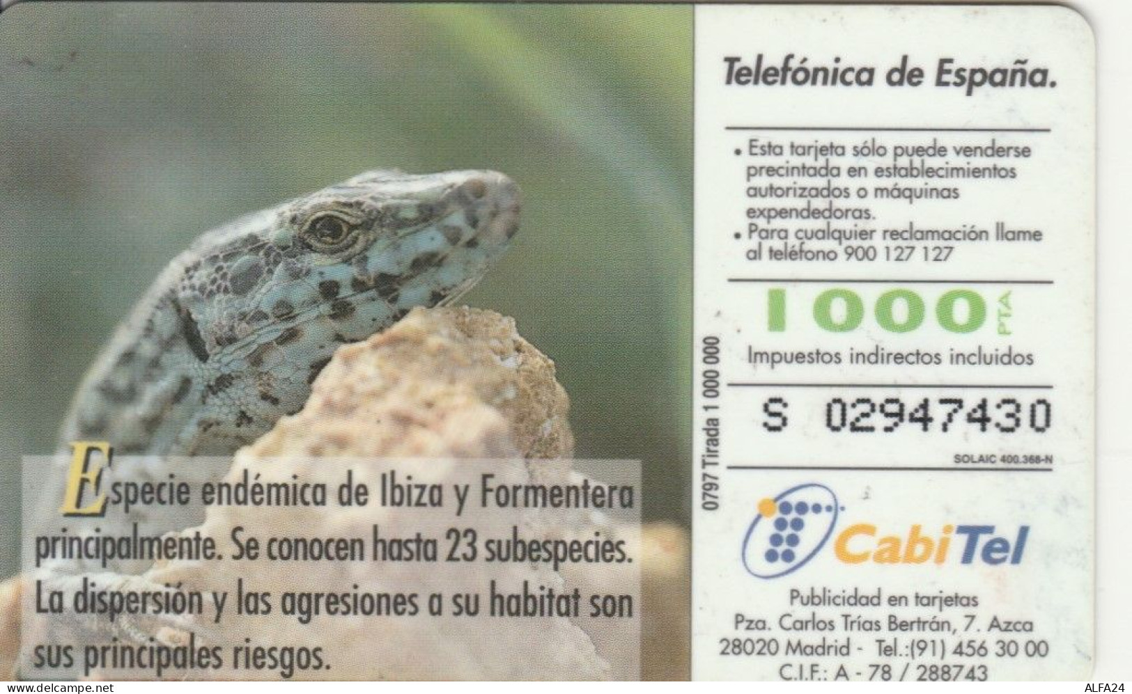 PHONE CARD SPAGNA FAUNA IBERICA (CK7237 - Emisiones Básicas
