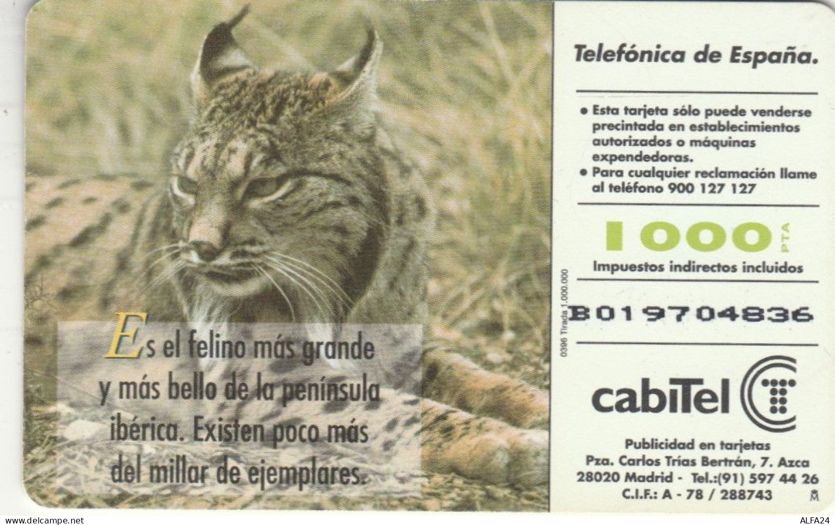 PHONE CARD SPAGNA FAUNA IBERICA (CK7210 - Emissions Basiques