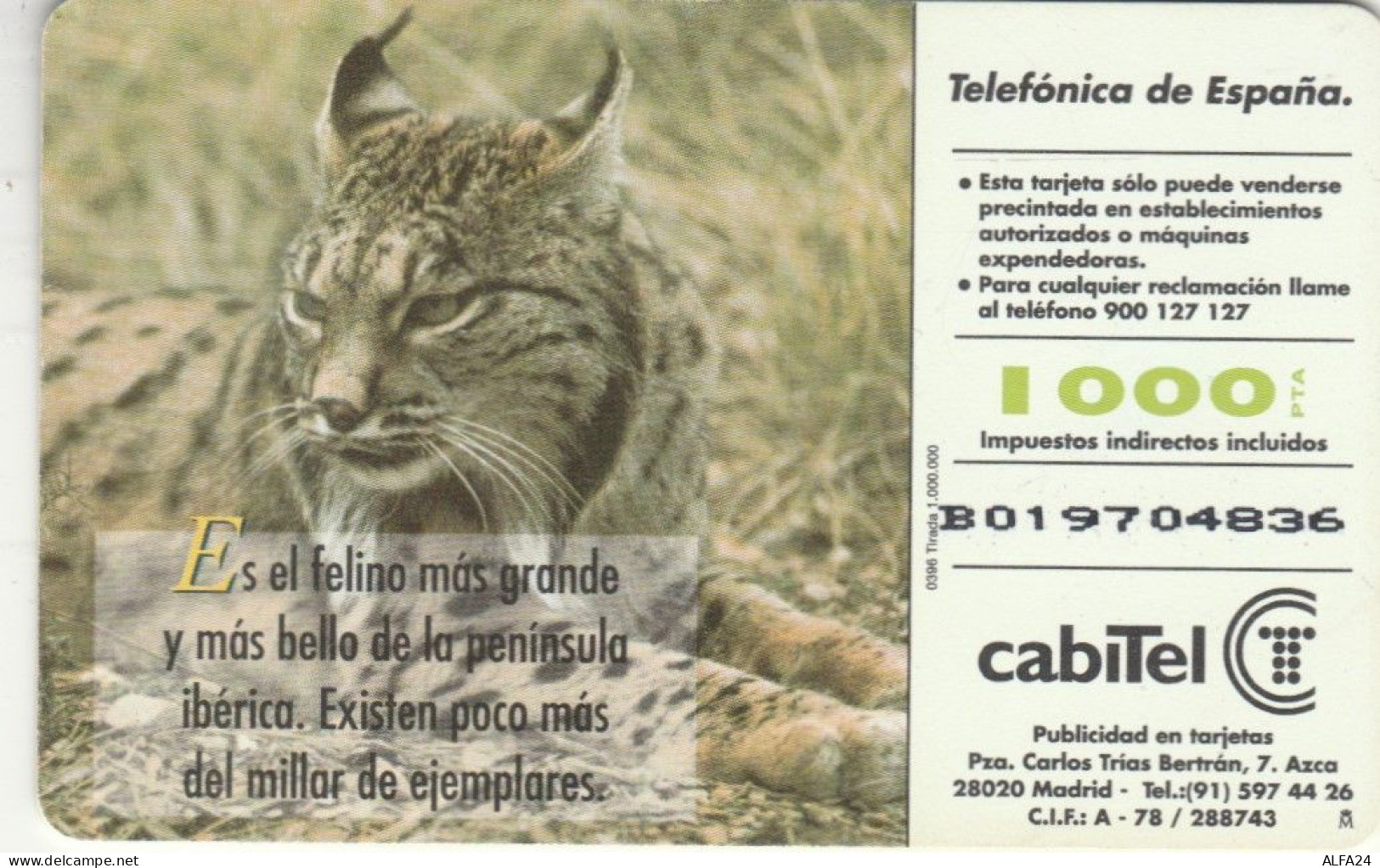 PHONE CARD SPAGNA FAUNA IBERICA (CK7210 - Basisausgaben