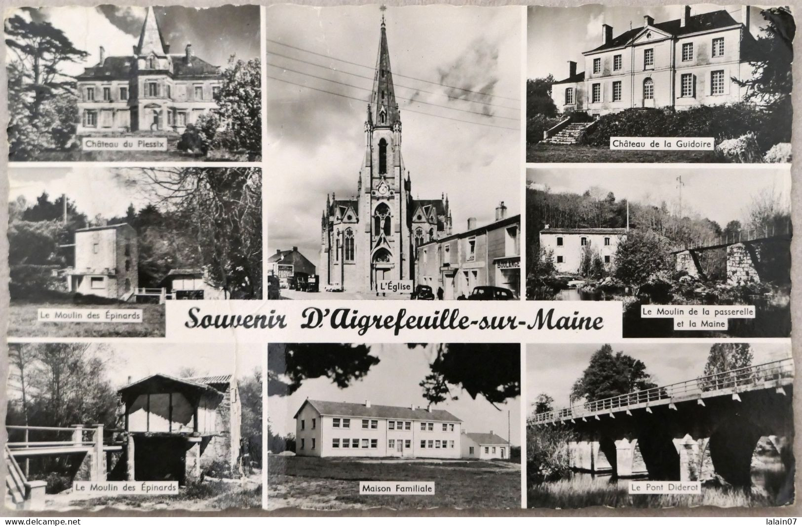 Carte Postale : 44 : Souvenir D'AIGREFEUILLE SUR MAINE: Multivues : Maison Familiale, Moulin Des Epinards,.. - Aigrefeuille-sur-Maine