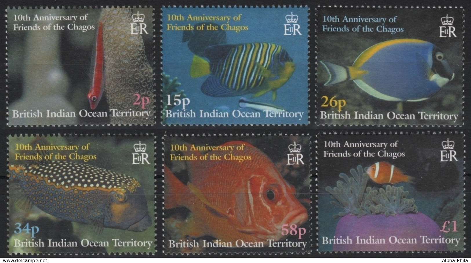 BIOT 2002 - Mi-Nr. 298-303 ** - MNH - Fische / Fish - Britisches Territorium Im Indischen Ozean