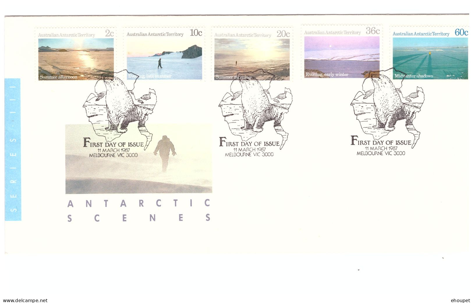 AAT FDC MELBOURNE 11 MARS 1987.ANTARCYIC SCENES SERIES III - FDC