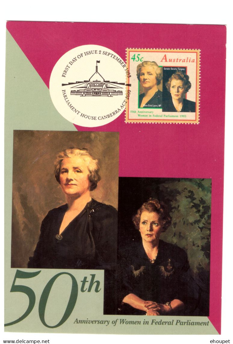 FDC 2 SEPTEMBRE 1993 50TH ANNIVERSARY OF WOMRN IN FEDERAL PARLIAMENT - Maximumkaarten
