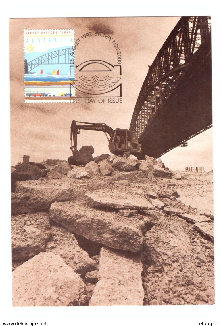 FDC 28 AOUT 1992 SYDNEY HARBOUR TUNNEL - Maximumkarten (MC)