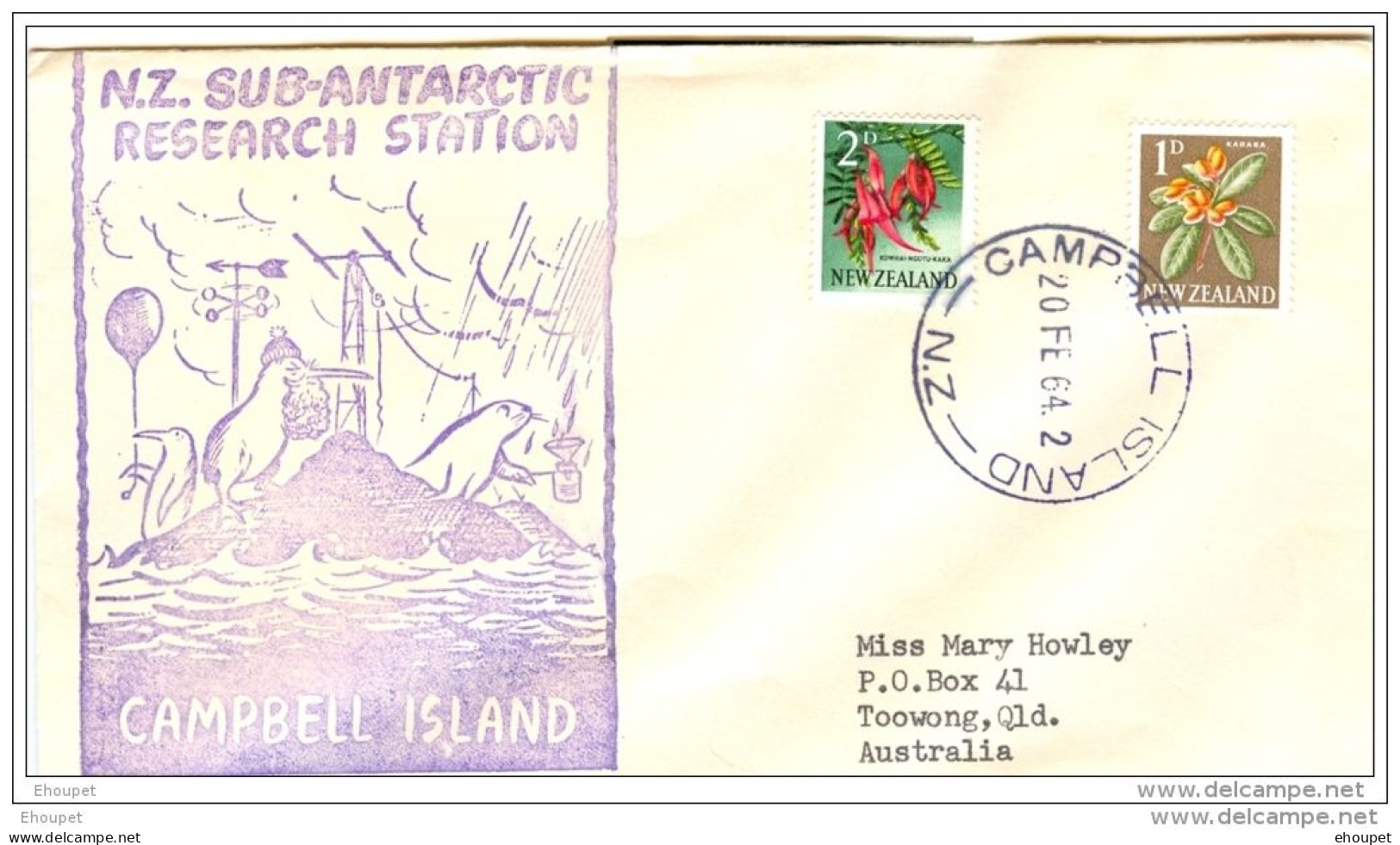 20 FEVRIER 1964 CAMPBELL ISLAND - Covers & Documents