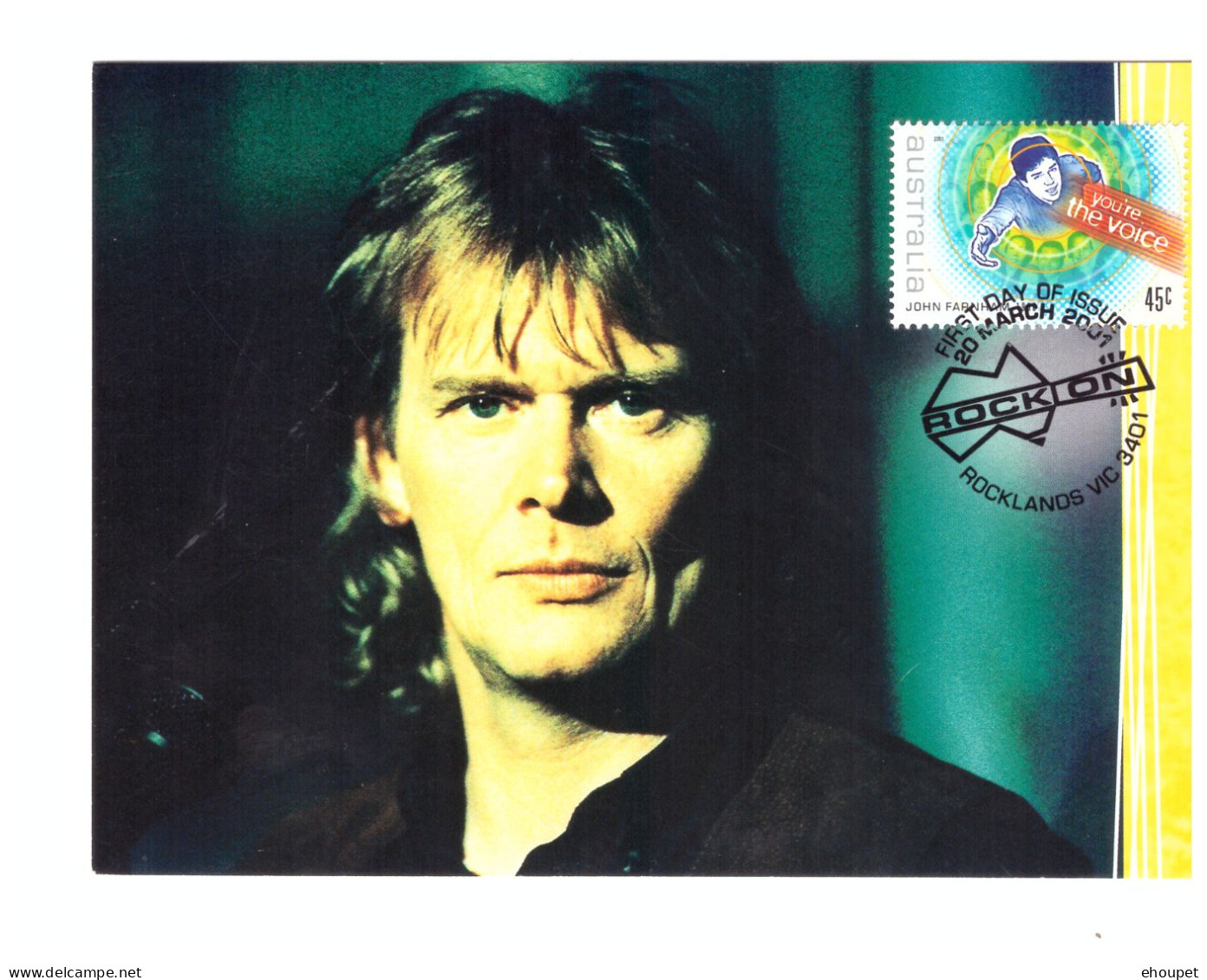 FDC 20 MARS 2001 ROCK ON JOHN FARHAM - Cartes-Maximum (CM)