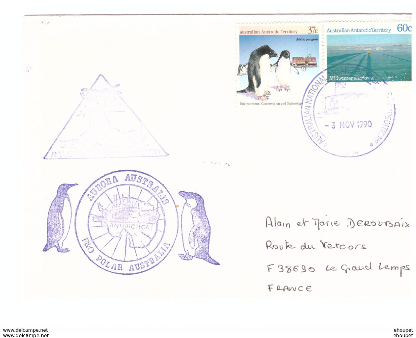3 NOVEMBRE 1990 AURORA AUSTRALIS - Briefe U. Dokumente