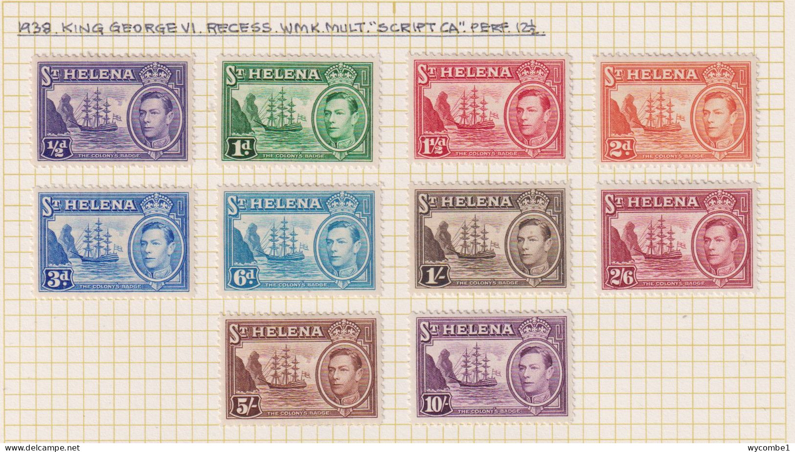 ST HELENA  - 1938 George VI Wmk Mult. Script CA P 121/2 Set  Hinged Mint - Saint Helena Island