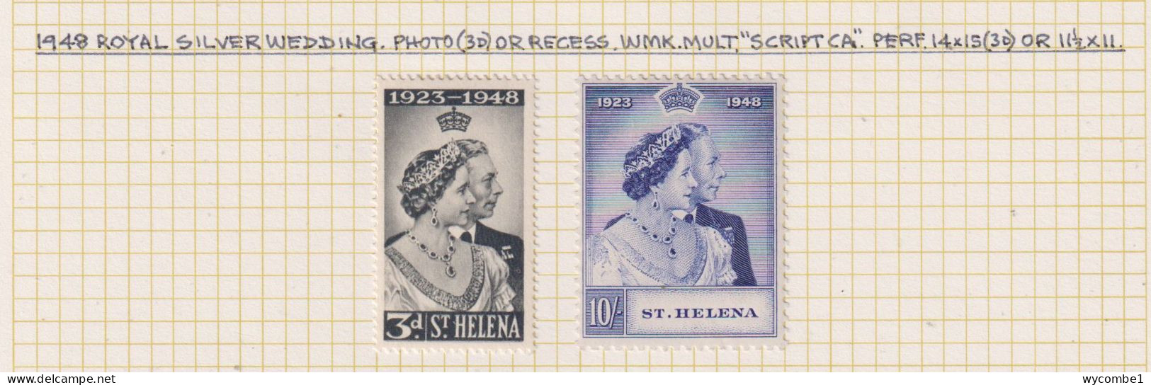 ST HELENA  - 1949 George VI Silver Wedding Set  Hinged Mint - Saint Helena Island