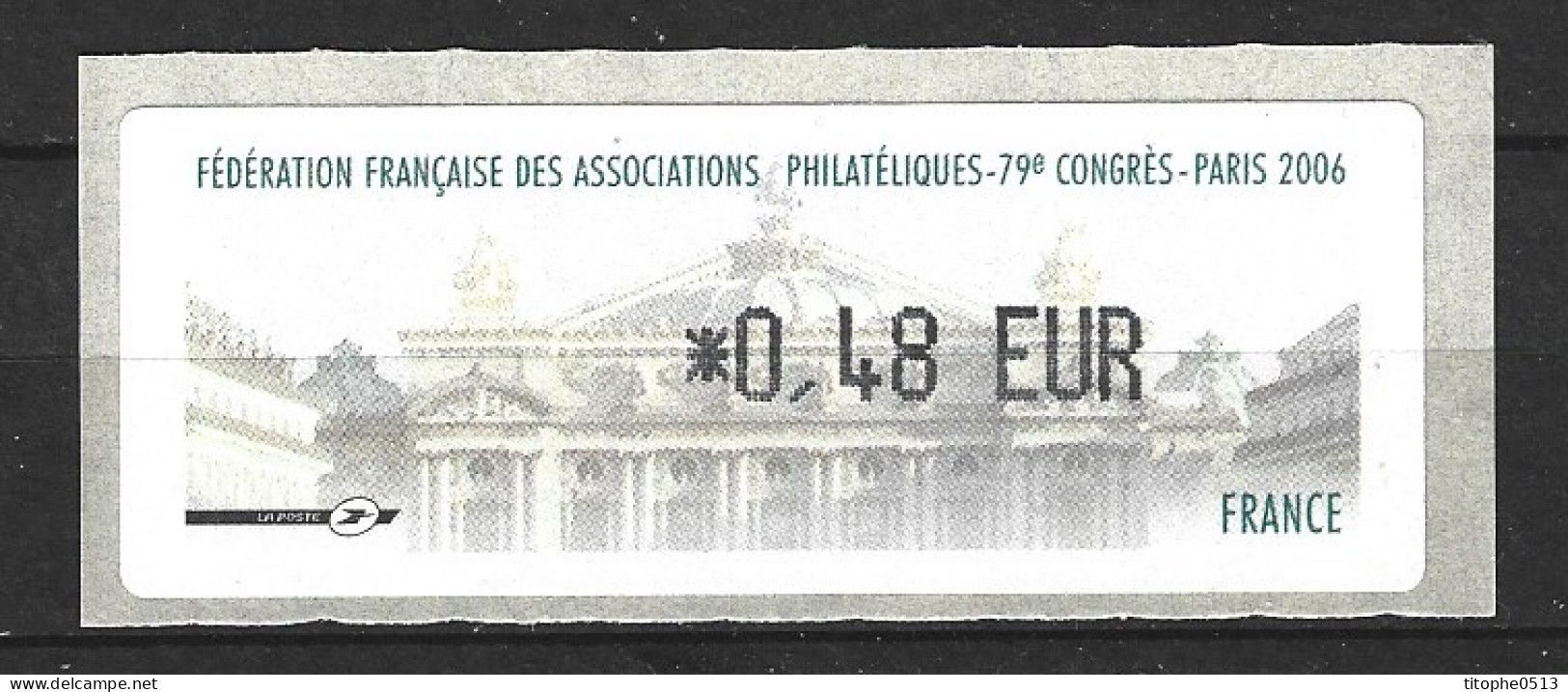 FRANCE. Vignette à 0,48€. Associations Philatéliques Paris 2006. - 1999-2009 Illustrated Franking Labels