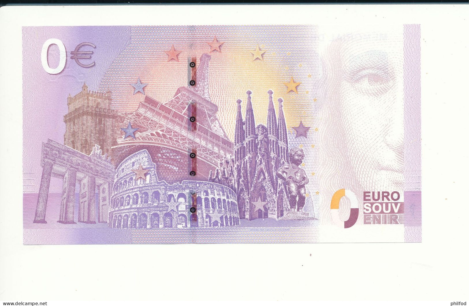 Billet Souvenir - 0 Euro - UEBJ - 2018-3 - MÉMORIAL DE THIEPVAL - N°  298 - Billet épuisé - Prove Private