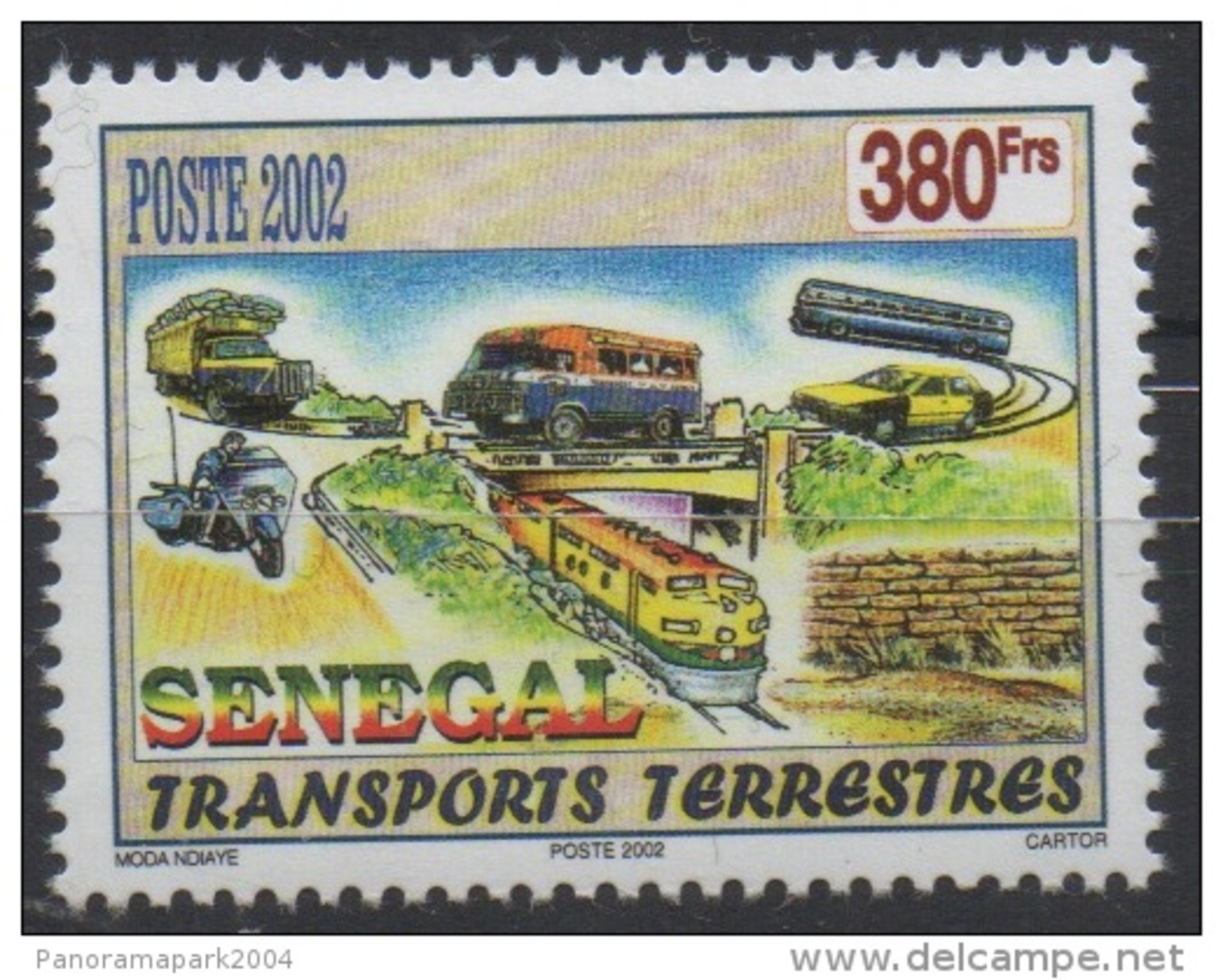 Sénégal 2002/2004 - 380 F Car Bus Autobus Omnibus Moto Motorrad Motorbike Train Eisenbahn Zug ** MNH RARE Scarce - Bus