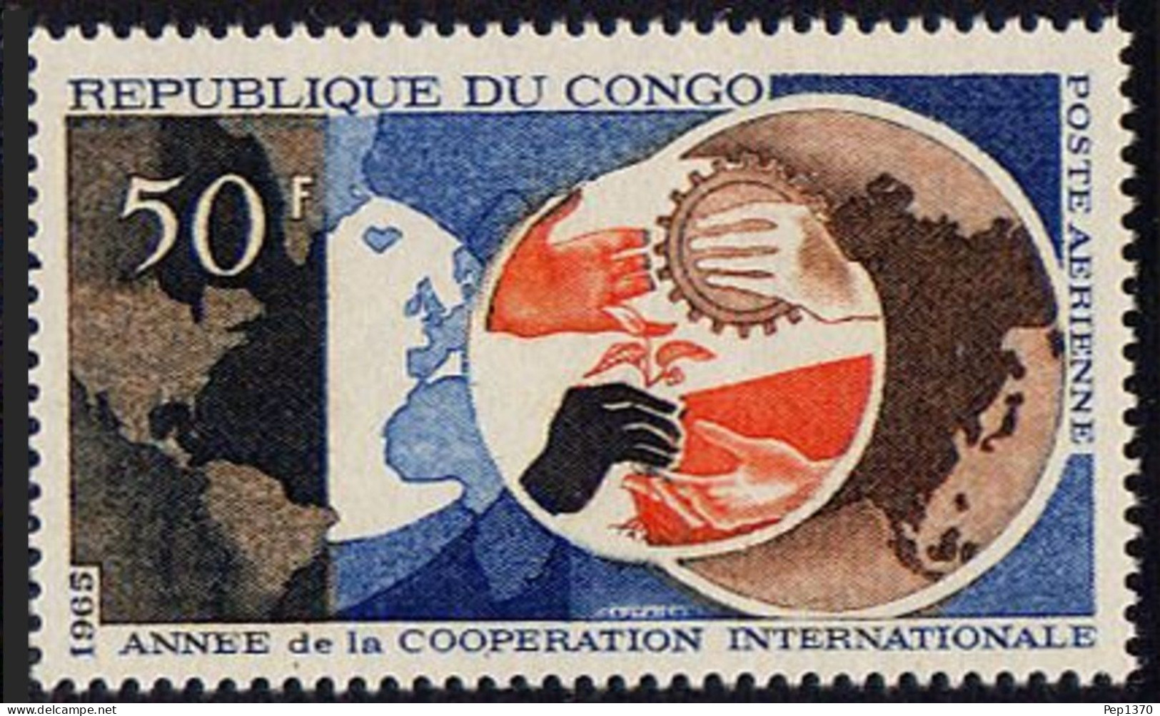 REPUBLICA DEL CONGO 1965 - AÑO DE LA COOPERACION INTERNACIONAL - YVERT AEREO 36** - Nuevas/fijasellos