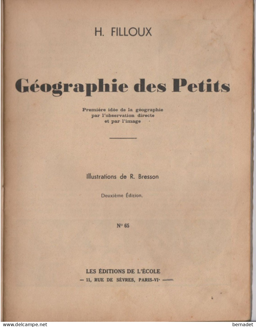 GEOGRAPHIE DES PETITS . No 65 . H. FILLOUX . ILLUSTRATIONS DE RENE BRESSON - 12-18 Ans