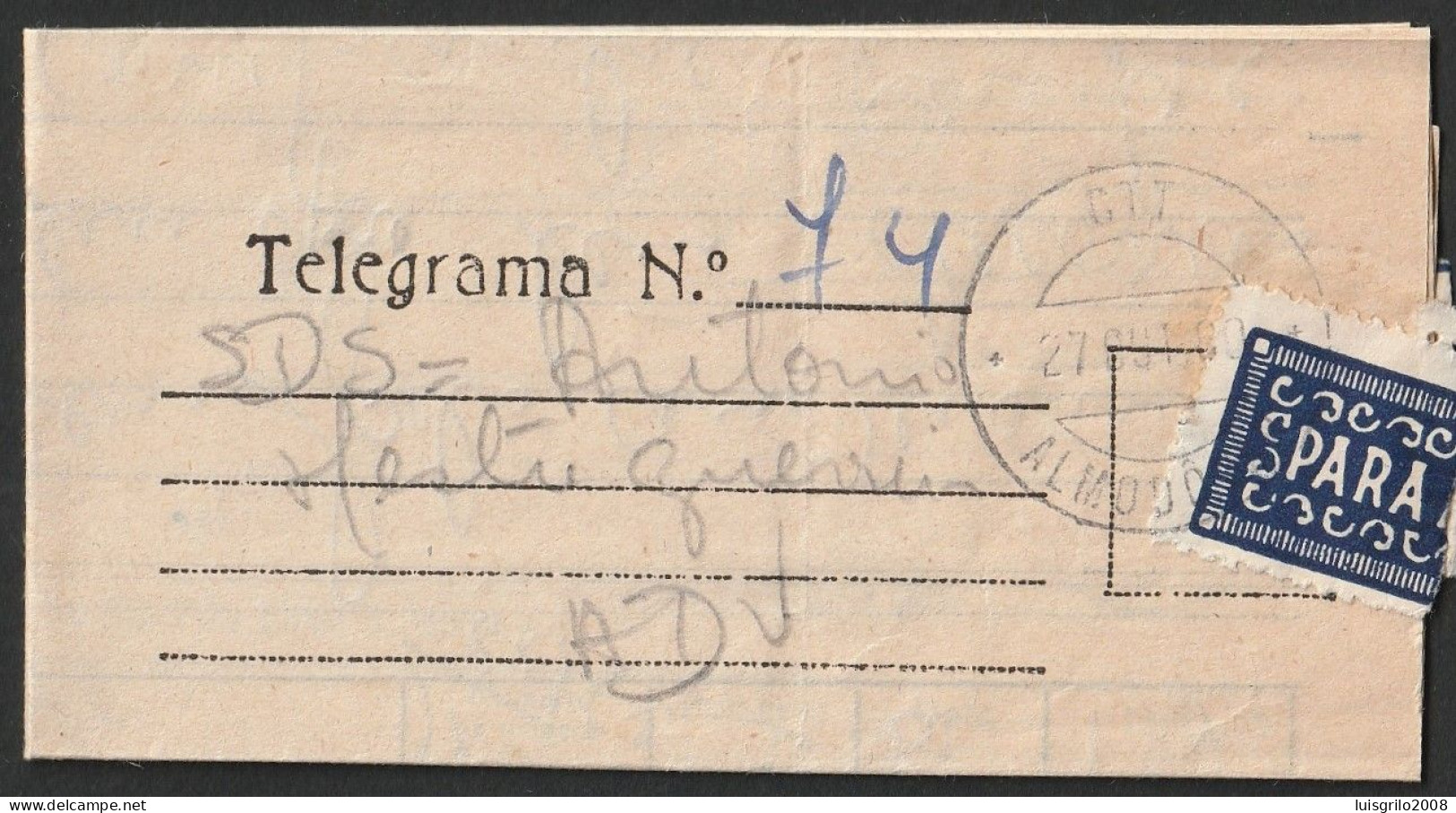 Telegram/ Telegrama - Luanda, Angola > Almodovar -|- Postmark - Almodovar. 1969 - Covers & Documents