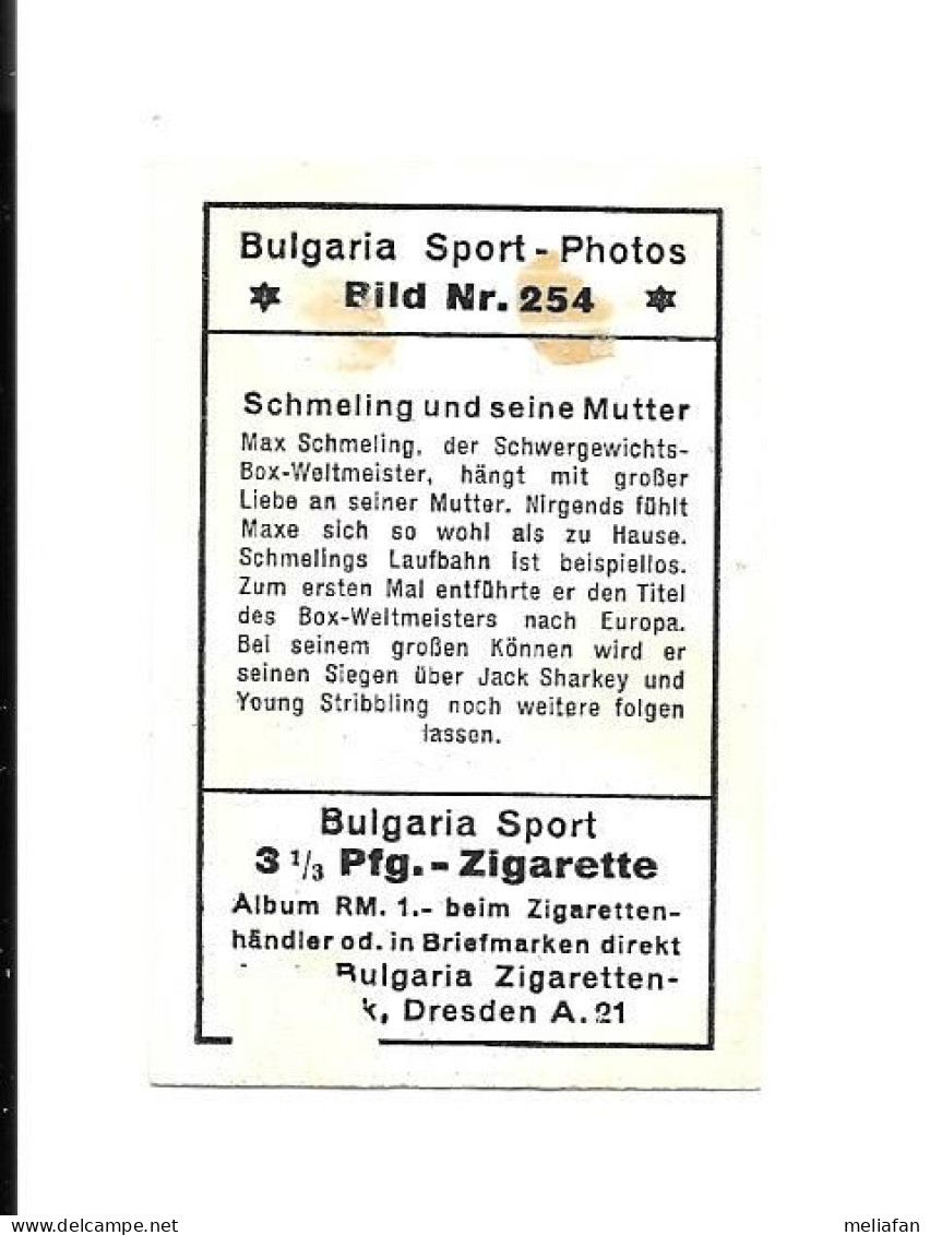 DQ24 - IMAGES CIGARETTES BULGARIA - BOXE - MAX SCHMELLING ET SA MAMAN - Trading Cards