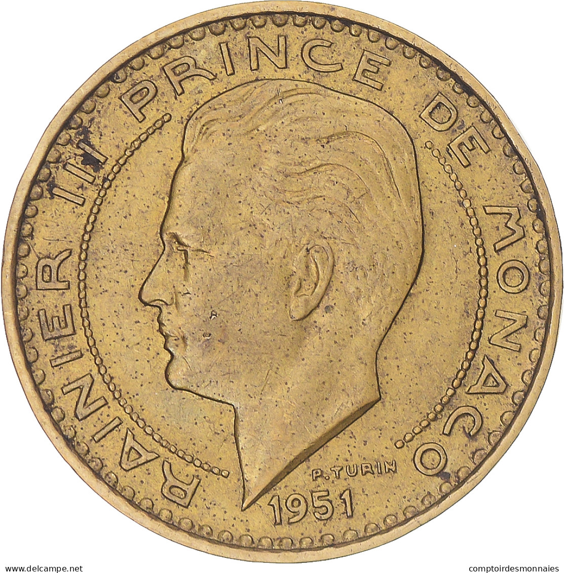 Monnaie, Monaco, Rainier III, 20 Francs, Vingt, 1951, TTB, Bronze-Aluminium - 1949-1956 Oude Frank