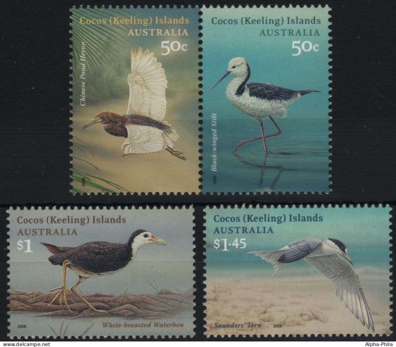 Kokos-Inseln 2008 - Mi-Nr. 448-451 ** - MNH - Vögel / Birds - Cocos (Keeling) Islands