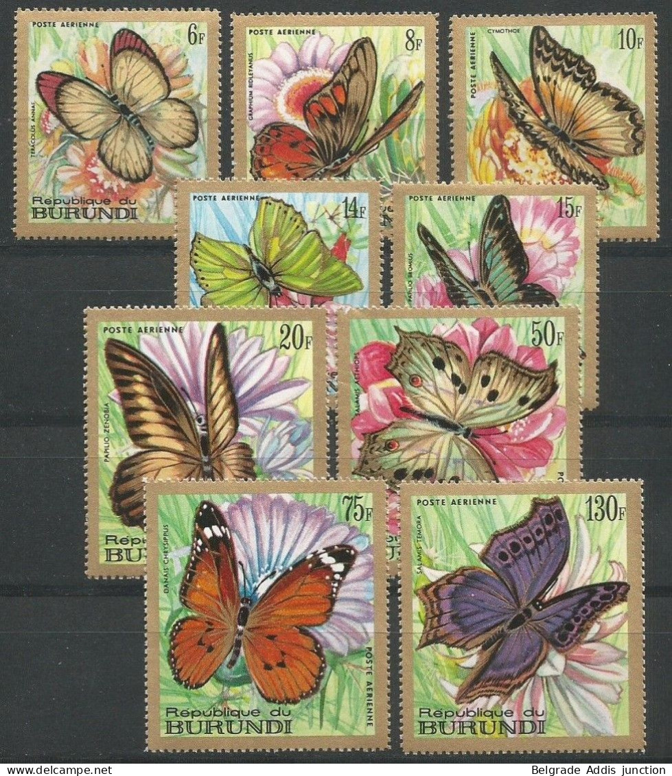 Burundi COB PA82/90 Série Complète MNH / ** 1968 COB: 55,00€ Papillons Butterflies - Unused Stamps