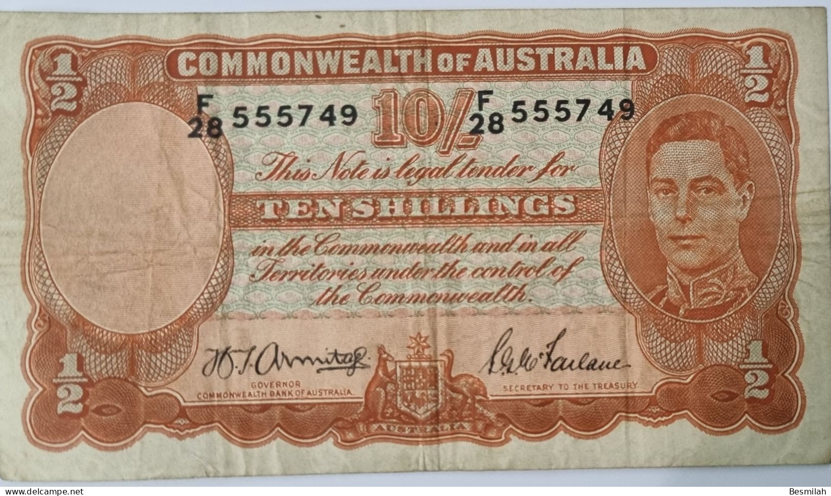 Australia 10 Shillings 1942 P-25 B Very Fine Look At The Picture - 1938-52