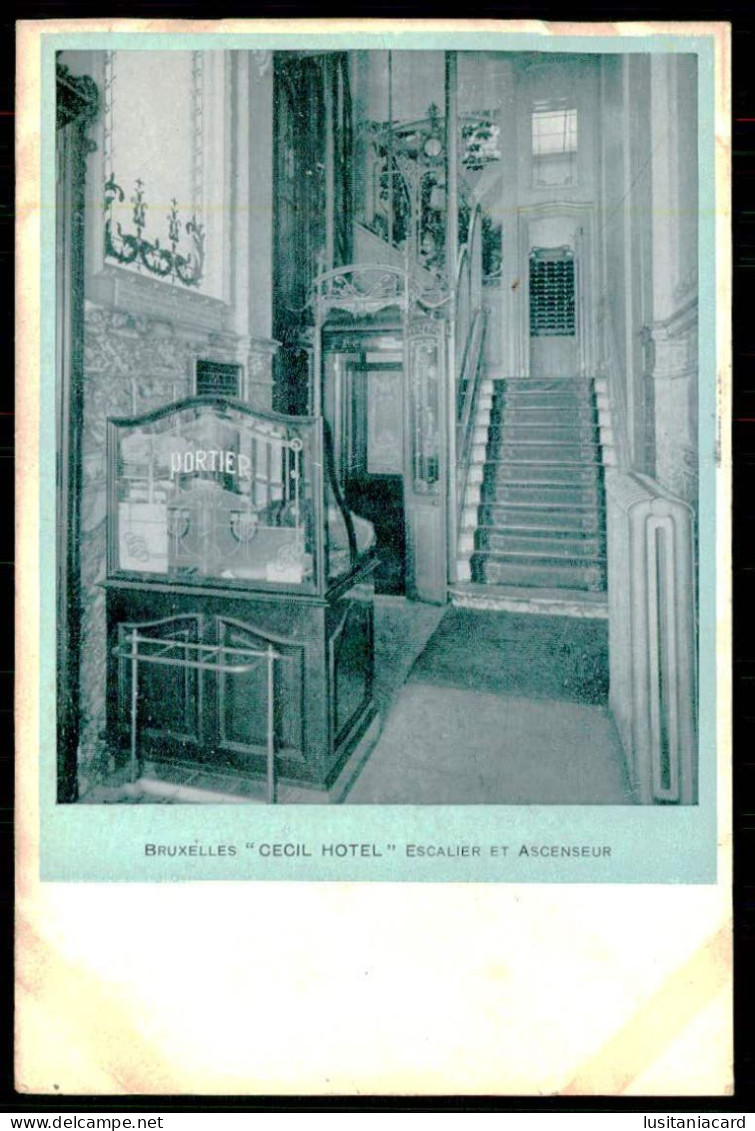BELGIUM - BRUXELLES -"Cecil Hotel"- Escalier Et Ascenseur-Hotel De 1er Rang.( Ed.Dezadaleere  Wenseleers) Carte Postale - Hotels & Restaurants