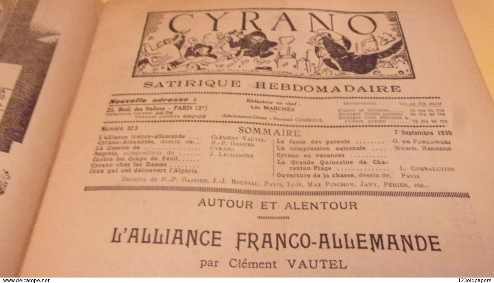 1928 REVUE SATIRIQUE CYRANO PUB DUNLOP GOLF GEO HAM GARDIENS PAIX  CAP CORSE .. COMPLET BEL ETAT