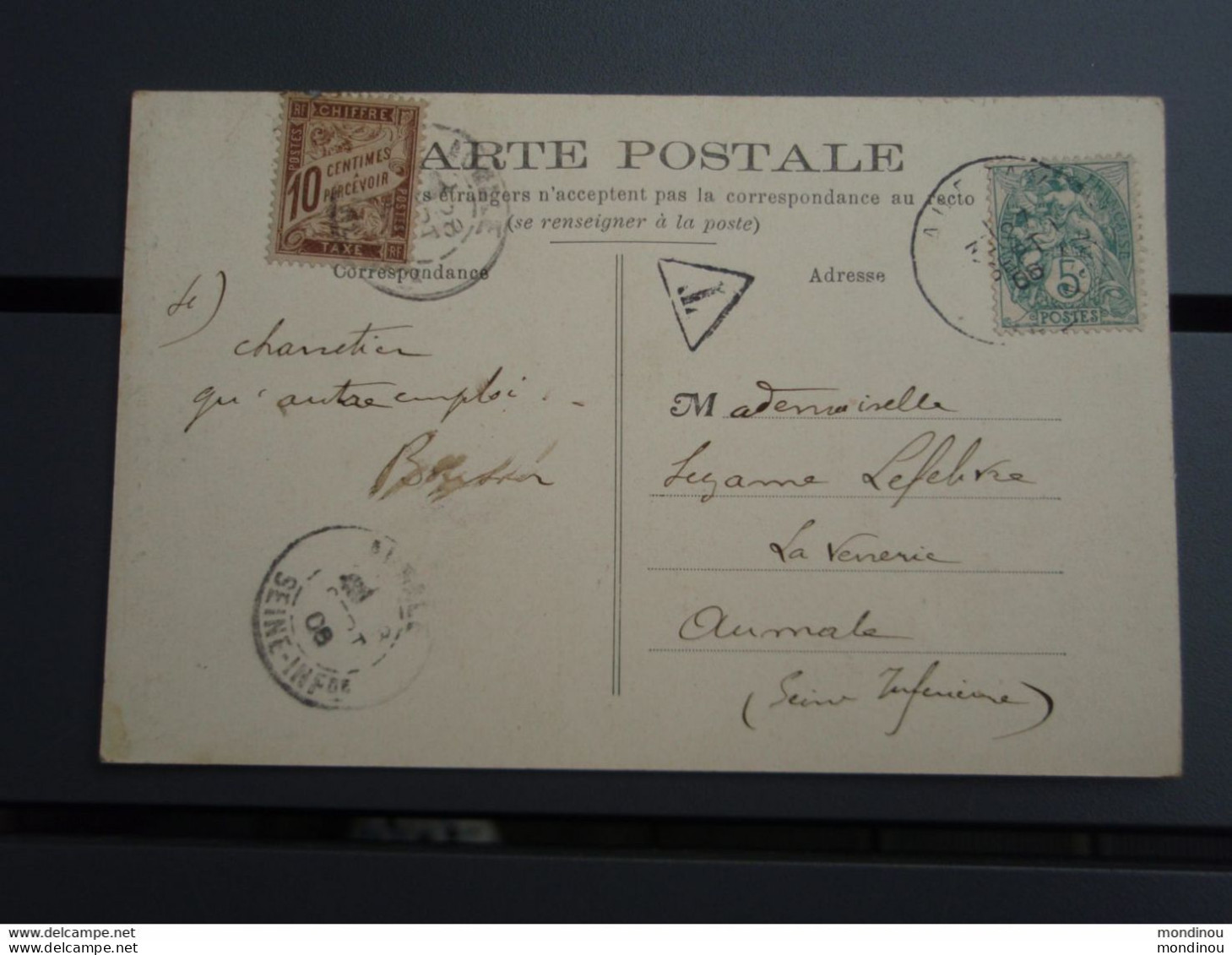 Cpa Auffay Château Du Bosmelet - Une Allée. Timbre Taxe 1906 - Auffay