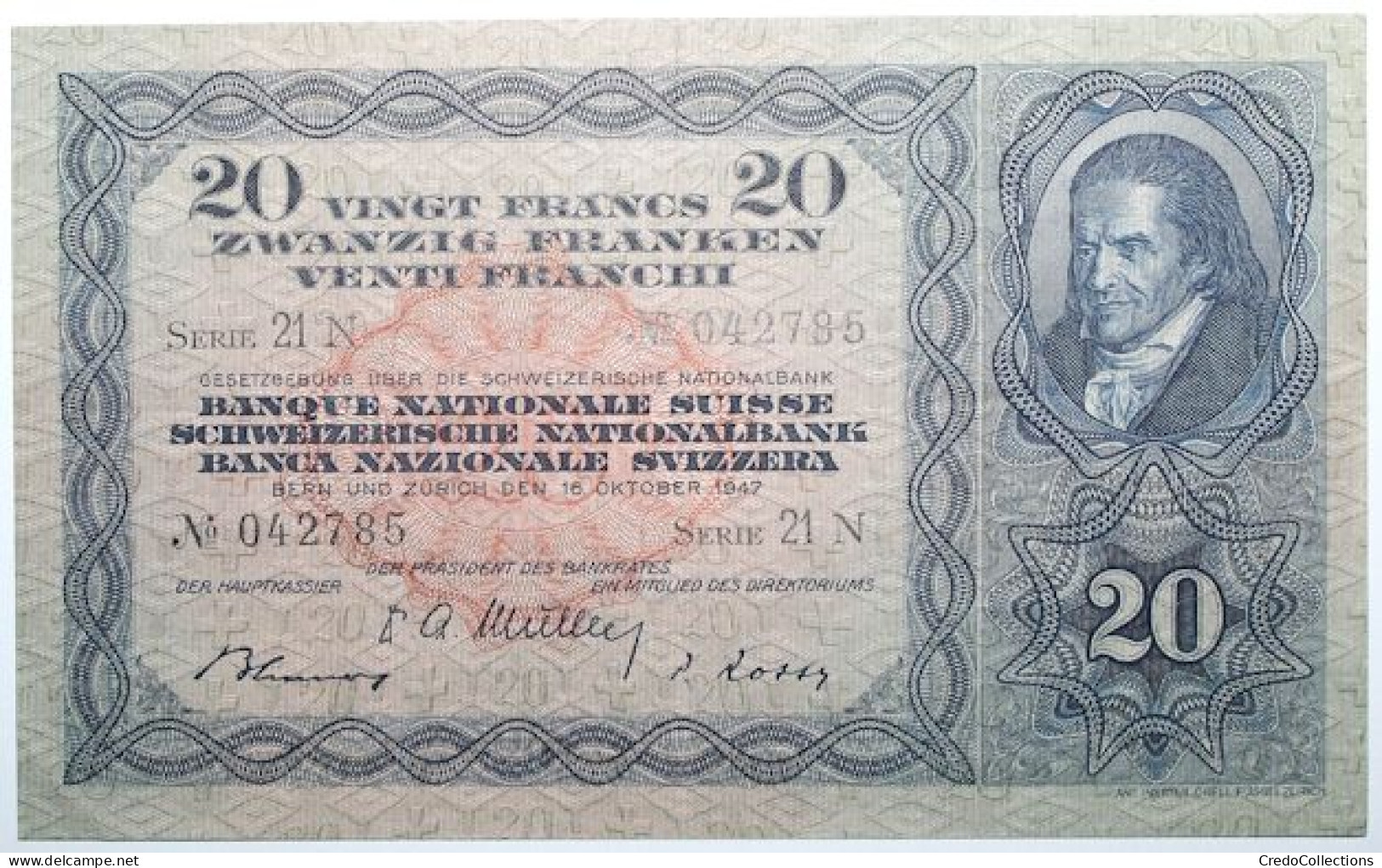Suisse - 20 Francs - 1947 - PICK 39p.2 - SUP - Suiza