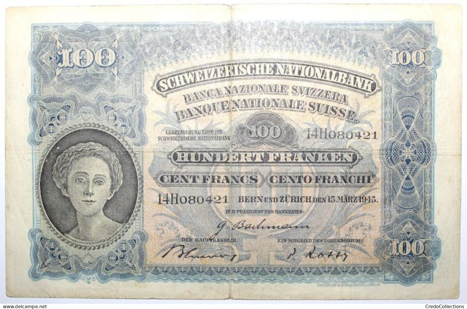 Suisse - 100 Francs - 1945 - PICK 35s.1 - TB - Switzerland