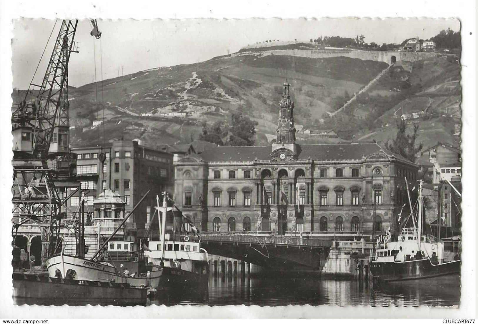 Bilbao Ou Vizcaya (Espagne, Pais Vasco) : Puerto Del Rià Y Ayuntamiento En 1950 PF - Vizcaya (Bilbao)