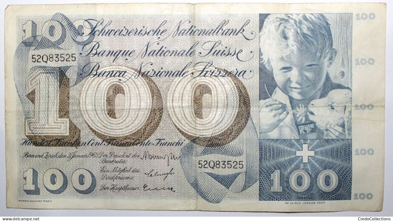 Suisse - 100 Francs - 1965 - PICK 49g.1 - TB - Suiza